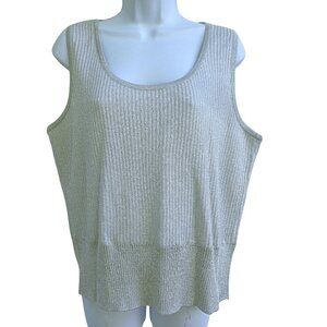 MeTaLLiC St John Santana Knit Tank Top WooL Blend Scoop Neck Ribbed Trim Quality